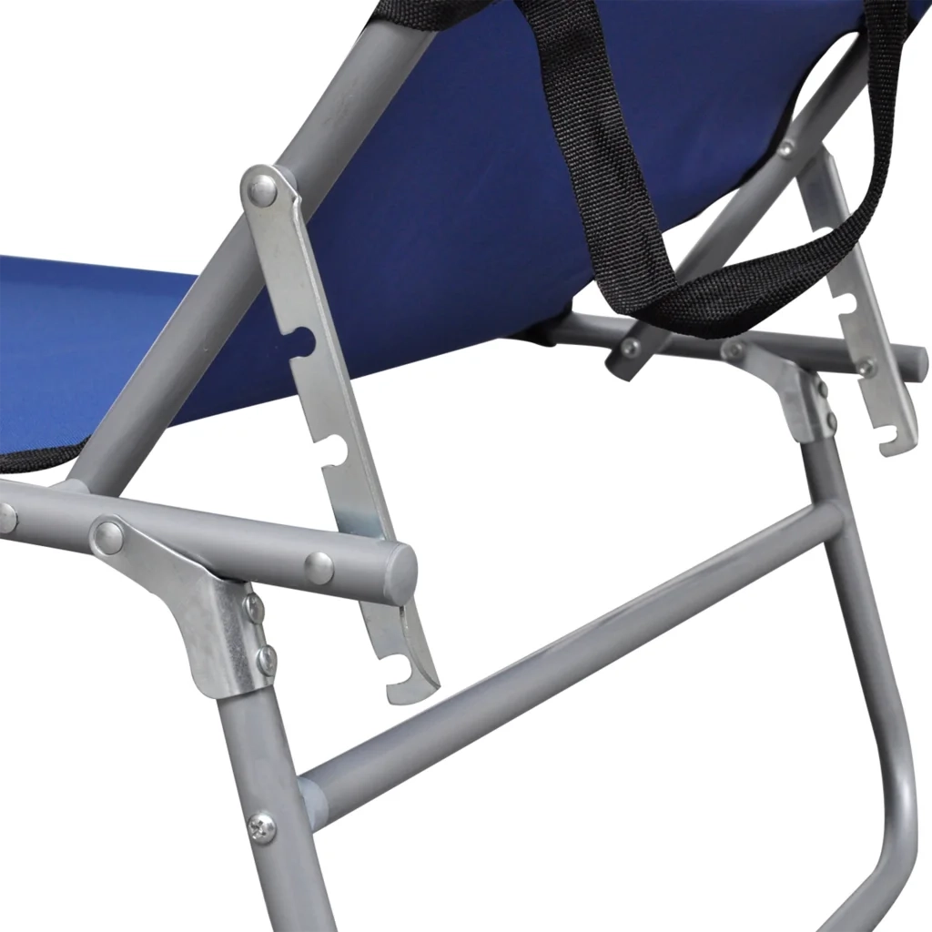 Lettino Prendisole Pieghevole con Baldacchino Blu in Alluminio 47769