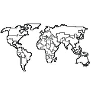 Decorazione Artistica Mappa Mondo Pixellata Metallo Nero da Parete 100 x 52H cm
