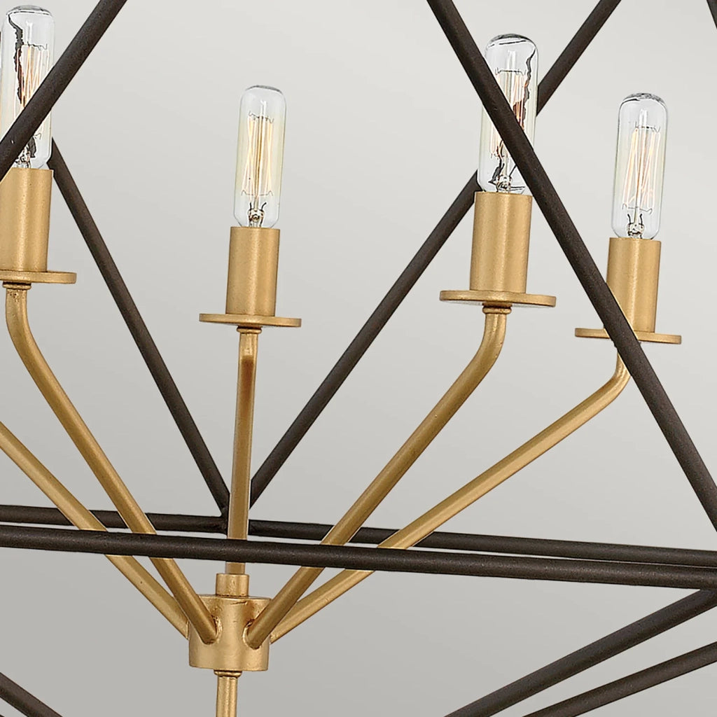 Lampadario Industrial Nordico Astrid Metallo Bronzo Opaco 5 Luci E14