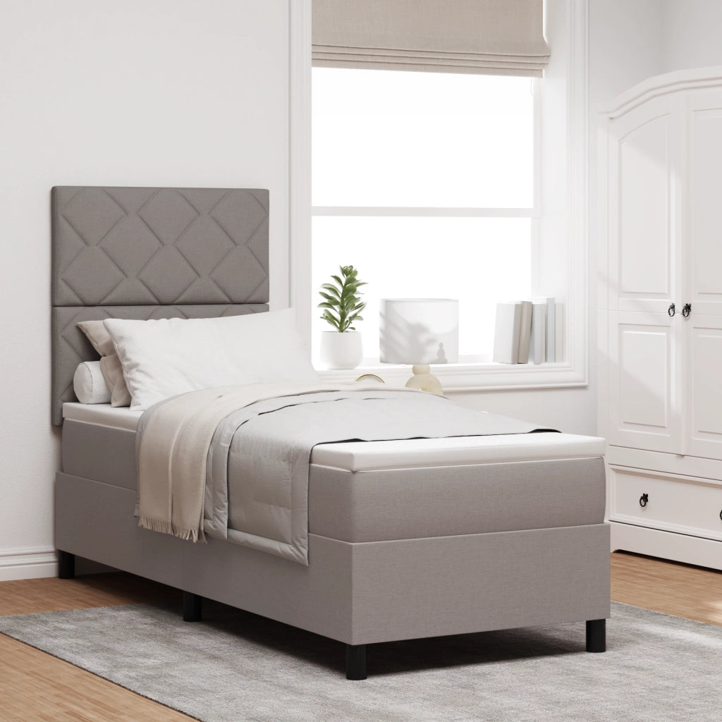 Letto a Molle con Materasso & Luce LED Taupe 80x200 cm Tessuto