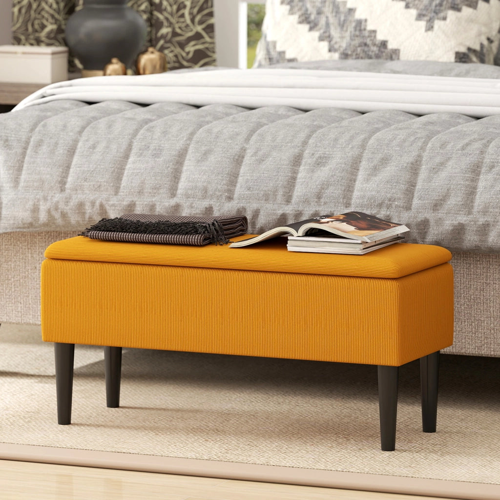 Panca Panchetta Imbottita ¨C Xylo ¨C Poliestere Arancione 95x38x45 cm