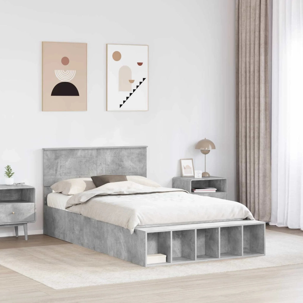 Struttura del letto con lo scaffale Grigio cemento 135 x 190 cm 3408378