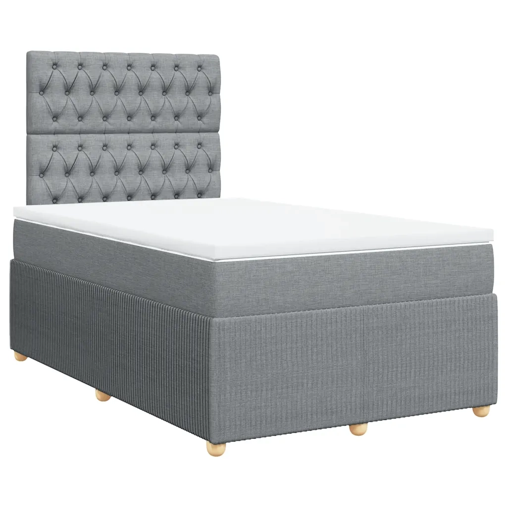Giroletto a Molle con Materasso Grigio Chiaro 120x190cm Tessuto