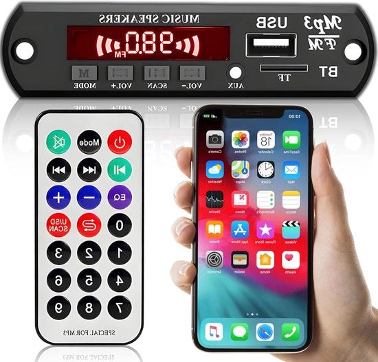 Decodifica audio per auto con telecomando schermo LCD e ingresso AUX 35 mm modulo audio 7 V - 12 V supporta trasmettitore radio FM con SD FM FLAC WAV WMA e MP3 modulo decodifica con Bluetooth. trasmettitore radio FM