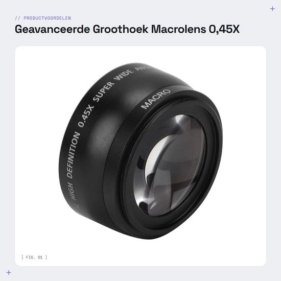 Obiettivo Macro Geavancevole 0,45X Angolo di Campo Ampio - 55MM - Compatibile con Obiettivi per Fotocamere - Materiali di Alta Qualità - Risoluzione di Dettagli - Obiettivo Macro con Angolo di Campo Ampio