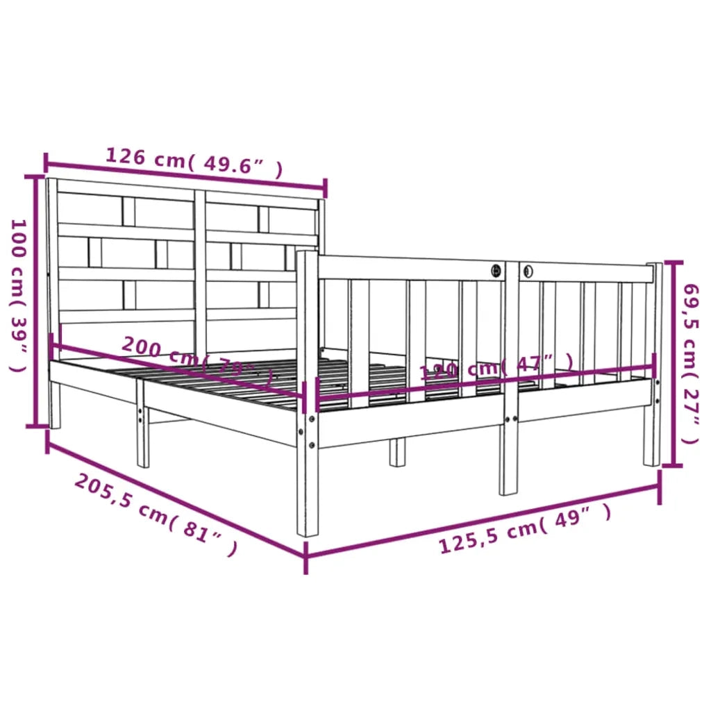 Giroletto-Struttura Letto in Legno Massello di Pino 120x200 cm 500188