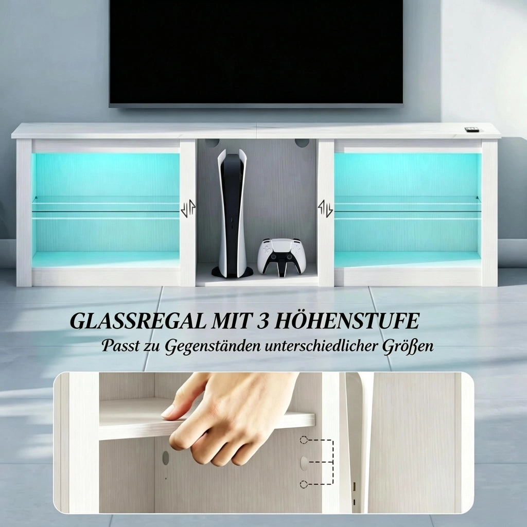 MOBILE TV LED 160 cm Bianco per TV fino a 70 pollici