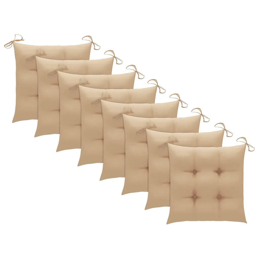 Sedie da Giardino con Cuscini Beige 8 pz in Massello di Teak cod mxl 8317