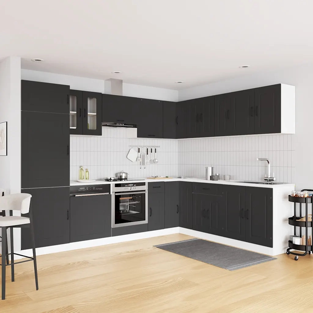Set Mobili da Cucina 14 pz Kalmar Neri Legno Multistrato 3314972
