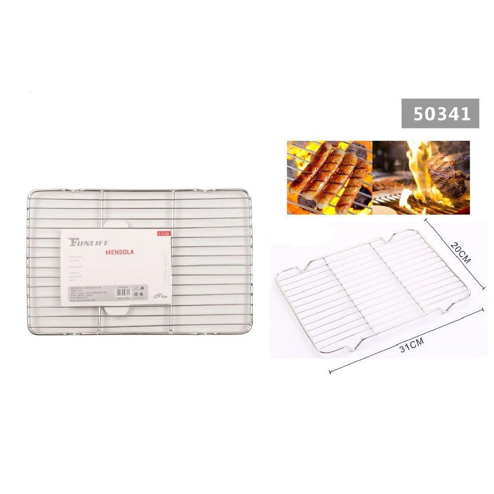 Trade Shop - Griglia In Acciaio 31 X 20cm Mensola Per Barbecue Vapore Cuocere Arrostire 50341 -