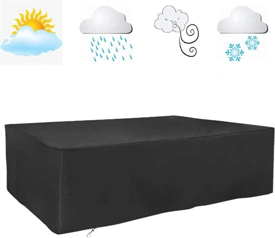 Cuscini per tavolo esterno impermeabili per patio - Nero - Resistente alla abrasione e UV - 420D tessuto Oxford - Dimensioni rettangolari 305x95x83 cm