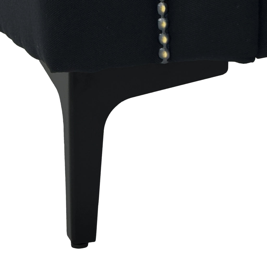Divano 2 posti stile scandinavo 172×72×82 cm in tessuto di lino nero