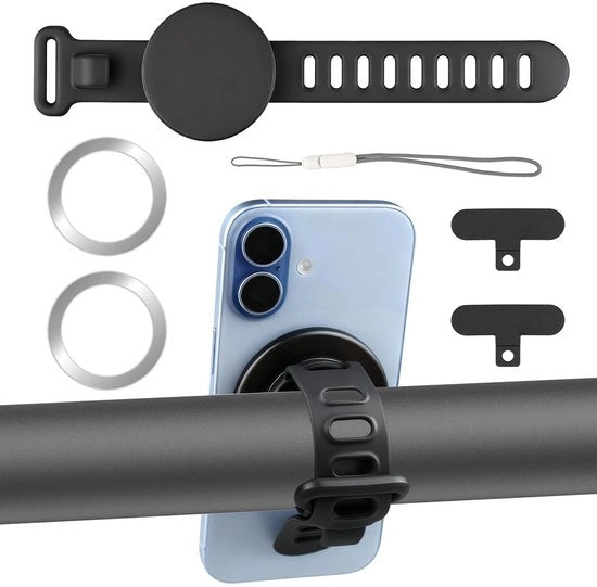 Supporto per smartphone magnetico - 360 gradi regolabile - Supporto universale - Antiscivolo in silicone - per bicicletta/kinderwagen - compatibile con MagSafe - supporto per smartphone