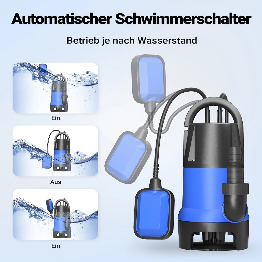 Pompa sommersa acque nere 1100 w 15000 l/h Elettropompa a immersione per pozzo giardino