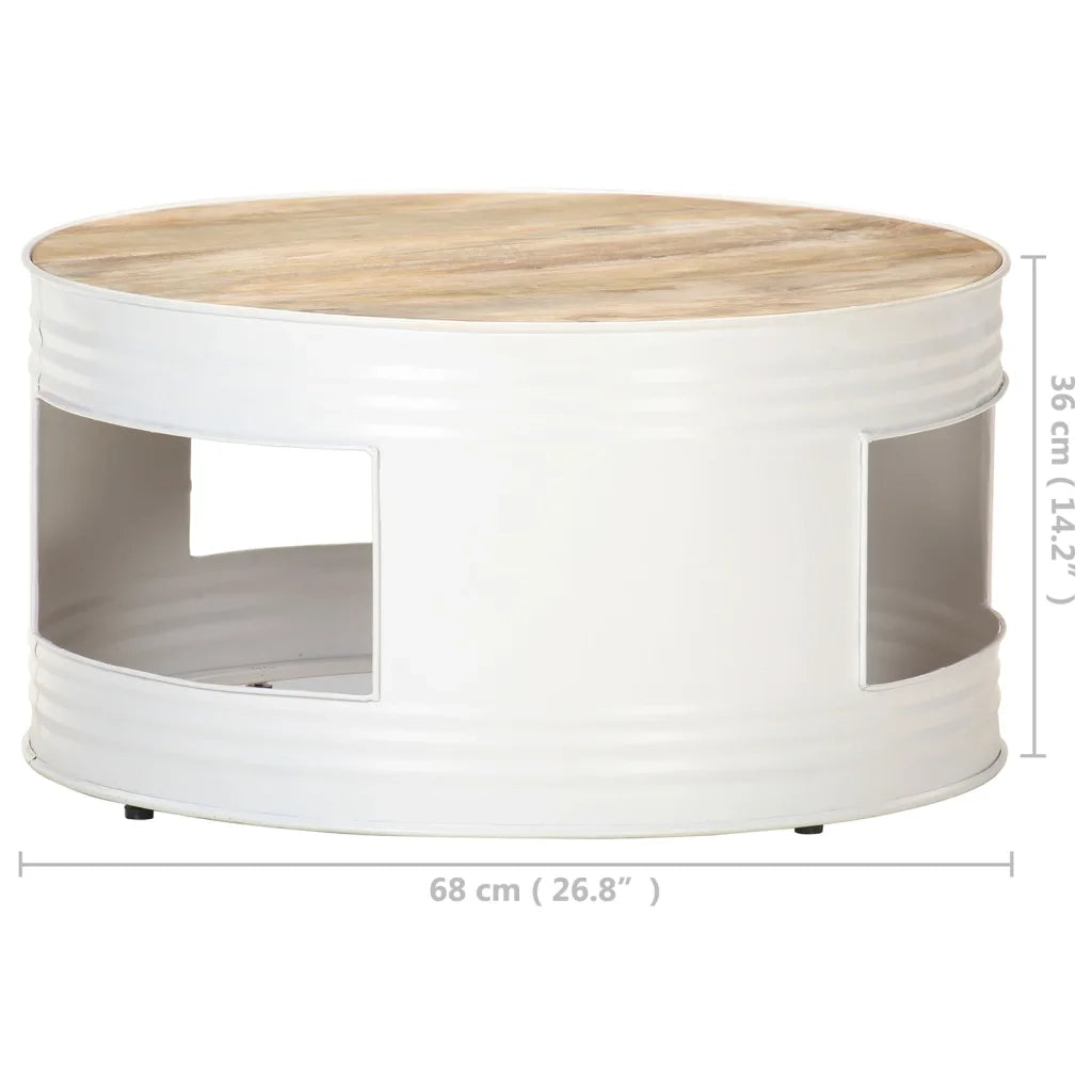 Tavolino Bianco 68x68x36 cm in Legno Massello di Mango 321932