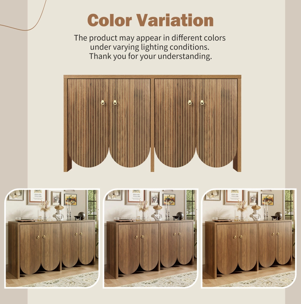 Credenza ULEVR 147x40x80 cm con 4 ante e ripiani regolabili, MDF effetto noce