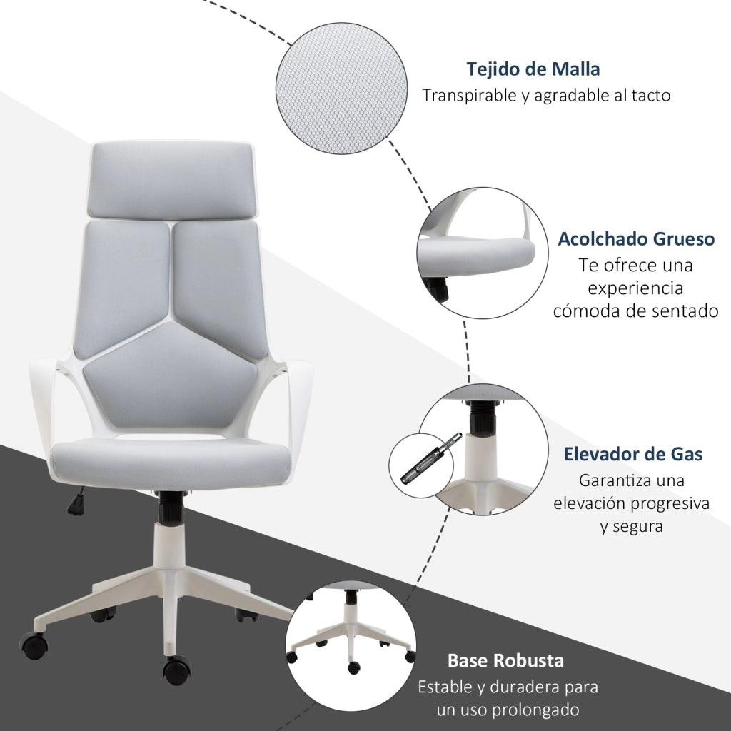 Sedia da Ufficio Giratoria con Schienale in Rete e Altezza Regolabile ¨C zephmum ¨C Grigio 63x63x117-127 cm