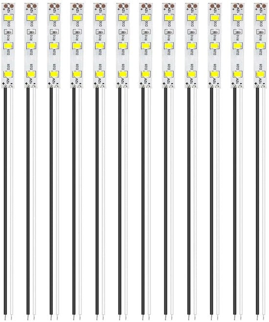 Strisce di LED 12 pezzi - 50 mm - 2335 LED SMD - Striscia LED 12-18V - Illuminazione per Modellismo - Flessibile e Sicura - Striscia LED