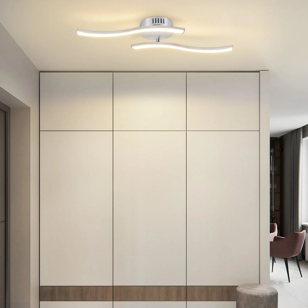ZMH Lampada da Soffitto LED Moderna Argento 12W 3000K Luce Calda Onde Design per Corridoio Camera da Letto Ufficio