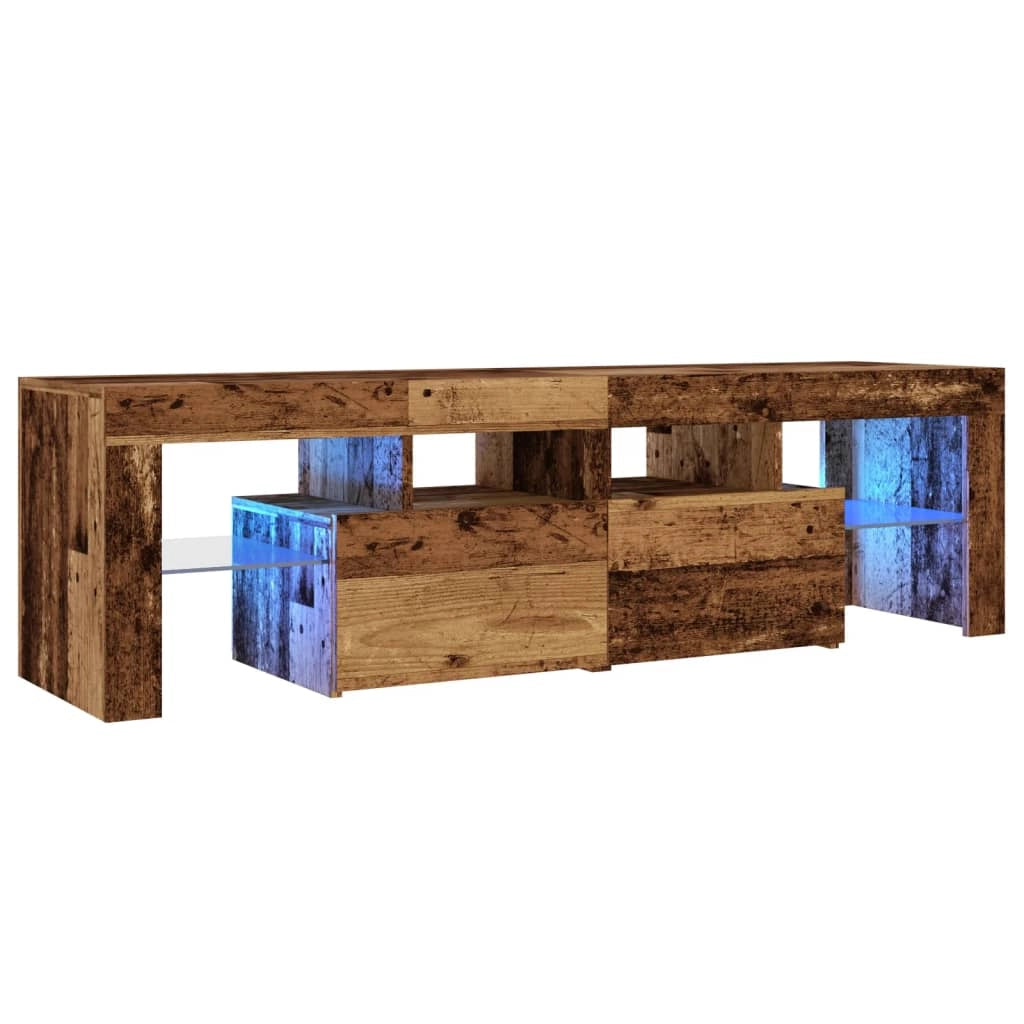 Mobile TV multimediale scaffale TV credenza mobile TV sala da pranzo soggiorno camera da letto con luci LED legno invecchiato legno ingegnerizzato marrone 02_0026839