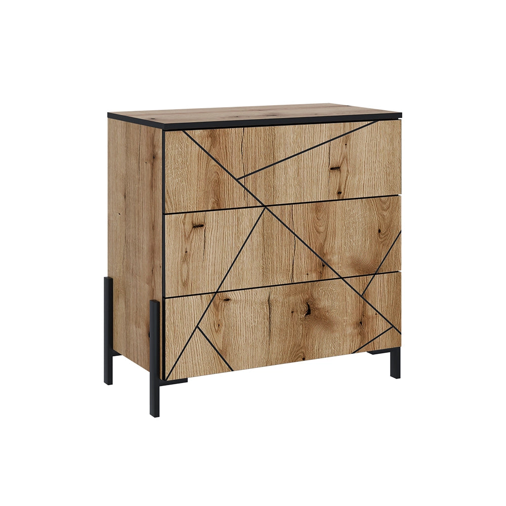 Vicco Cassettiera per camera da letto Rovere 78 x 76.8 cm con 3 cassetti