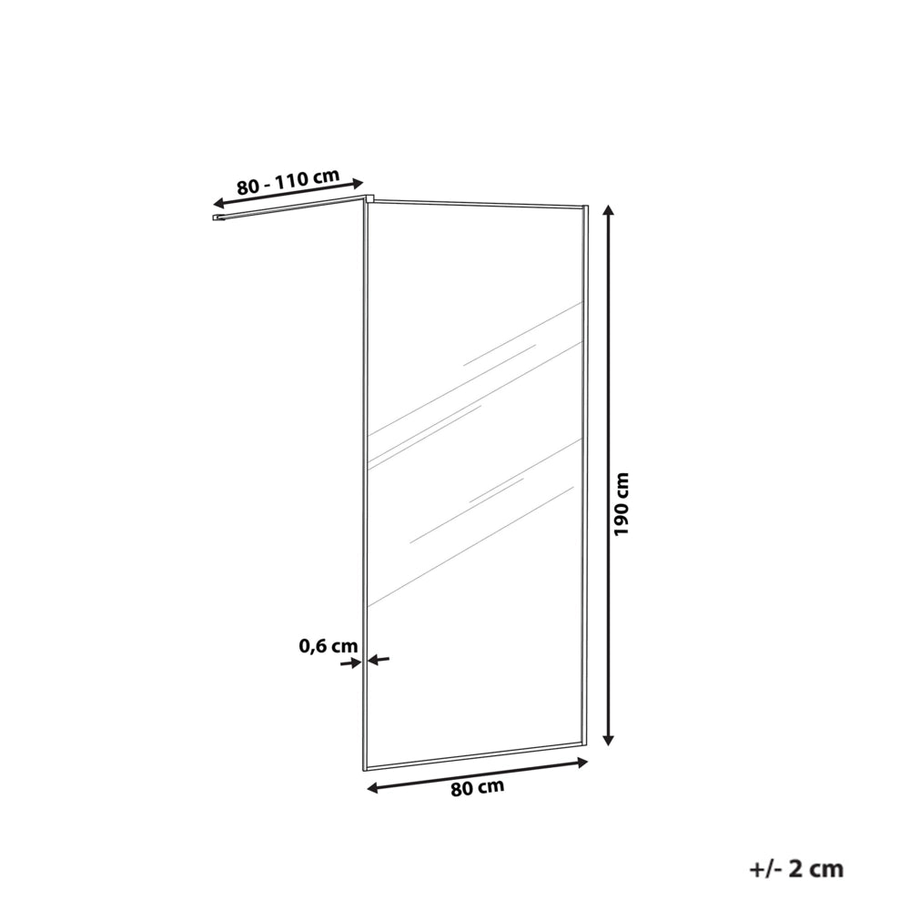 Schermo doccia argento in vetro temperato con cornice in acciaio inox Wet Room Bagno senza porte 80 x 190 cm