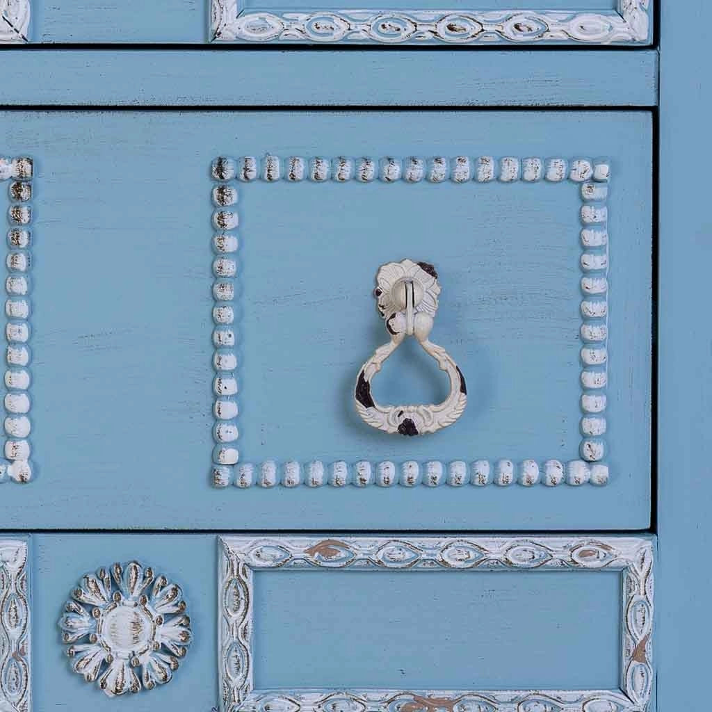 Comodino in legno laccato blu 46x32x52h cm