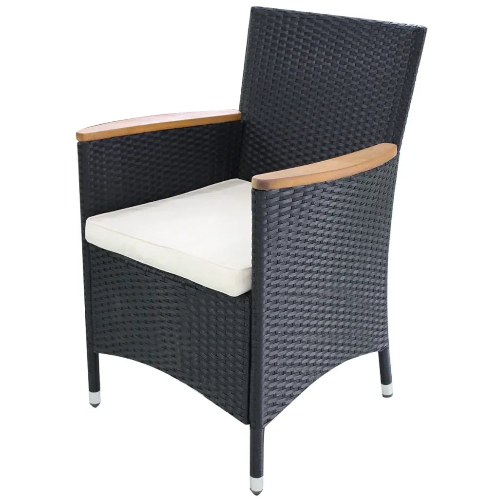 Sedie da Giardino 2 pz con Cuscini in Polyrattan Nere cod mxl 15743