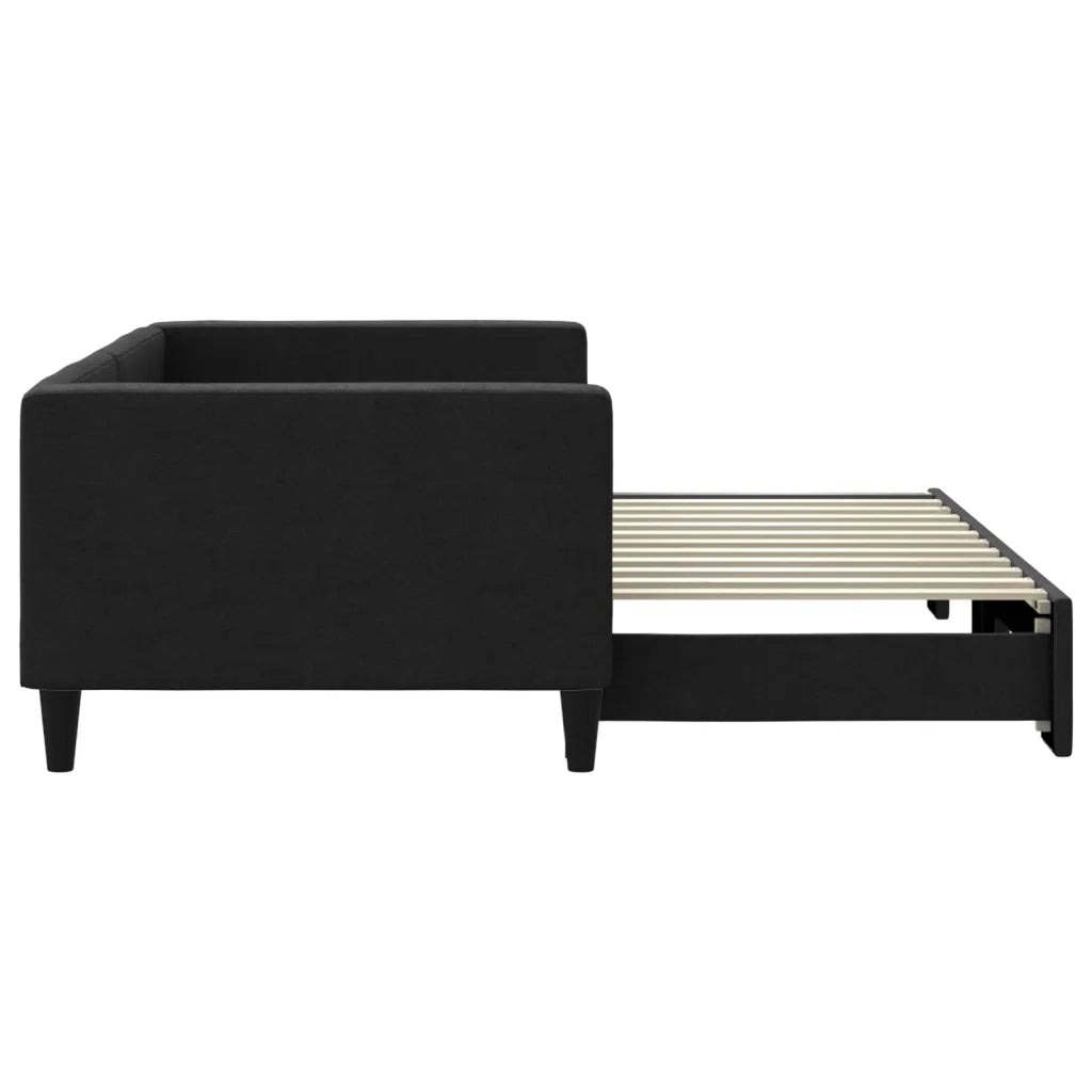Divano Letto con Letto Estraibile Nero 90x200 cm in Tessuto
