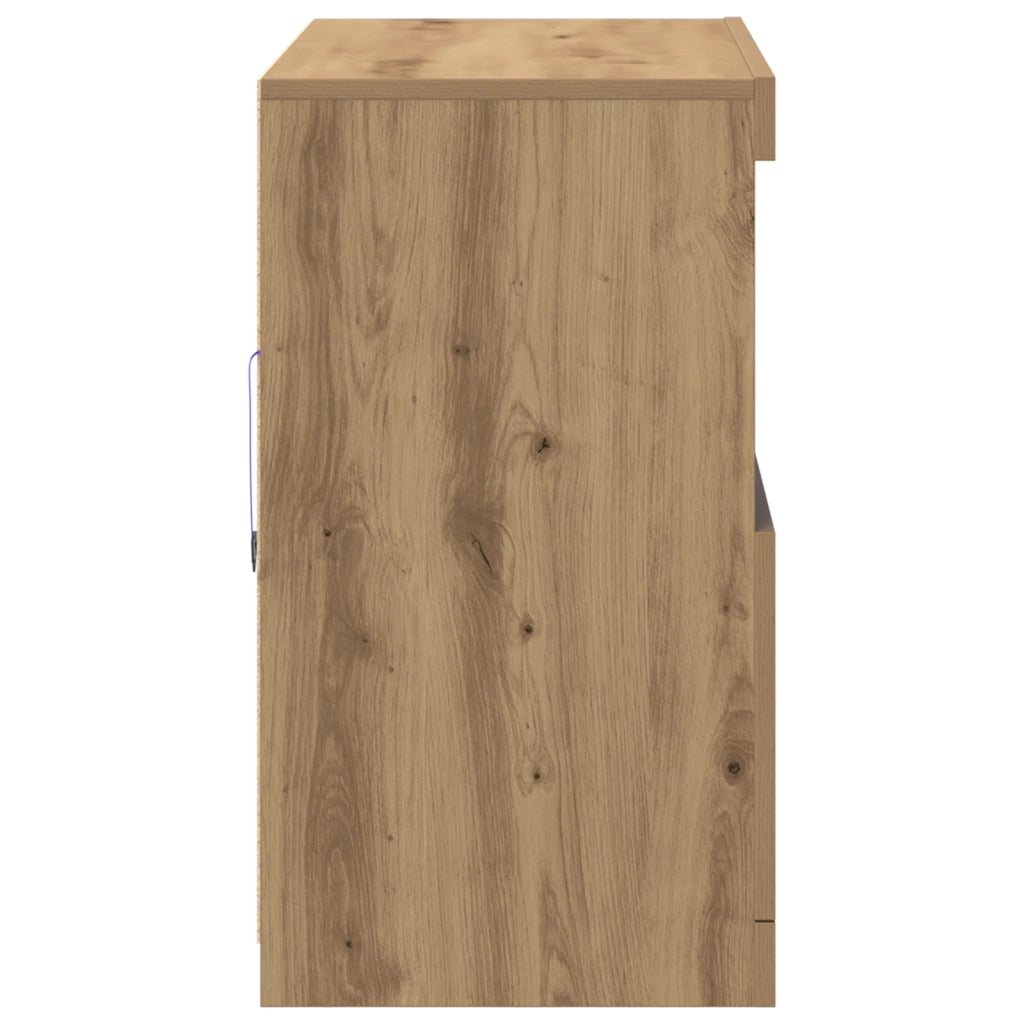 Credenza con luci LED Rovere artigianale 81x37x67 cm