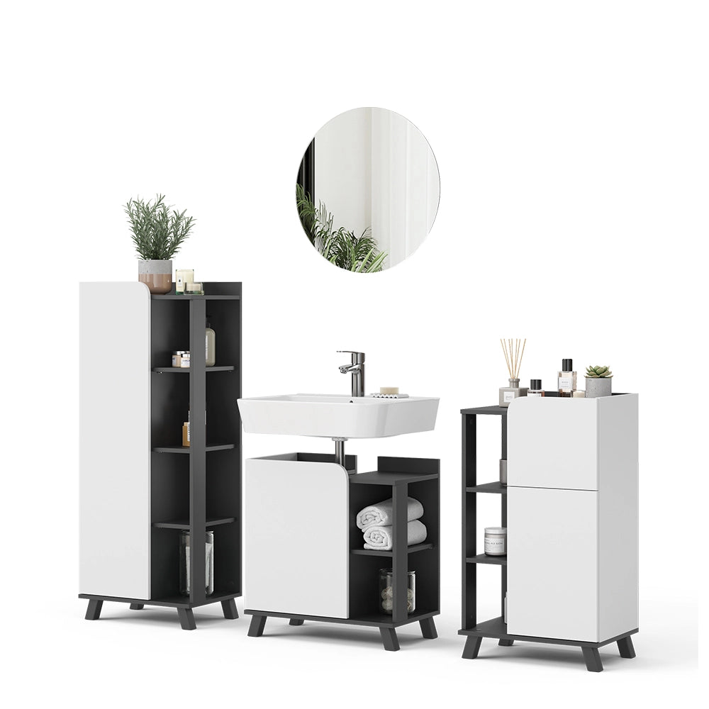 Vicco Set di mobili da bagno Antracite/bianco 4 parti