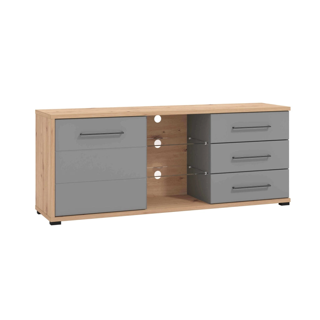 porta tv un anta tre cassetti moderno minimal in legno cm 161 5x40x65 h - ELLI