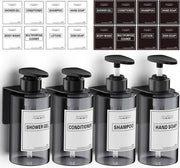 Set di 4 Dispensatori di Sapone a Muratura - Dispensatore di Sapone senza Foratura - 4 pezzi - Grigio