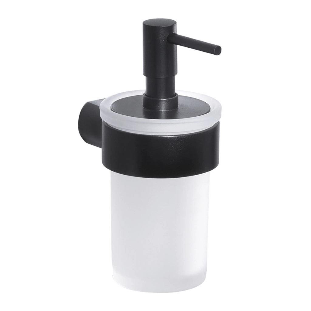 DOSA SAPONE DA PARETE IN OTTONE NERO OPACO E VETRO MODELLO PIRENEI - DIM. CM (LXPXH): 6,9X9,1X15,4  - NERO OPACO  - GDY