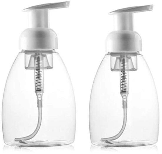 Dispensatore di schiuma 250 ml - Bottiglia di pompa riutilizzabile - Filtro a liquido - Ecologico - PET - Plastica trasparente bianca
