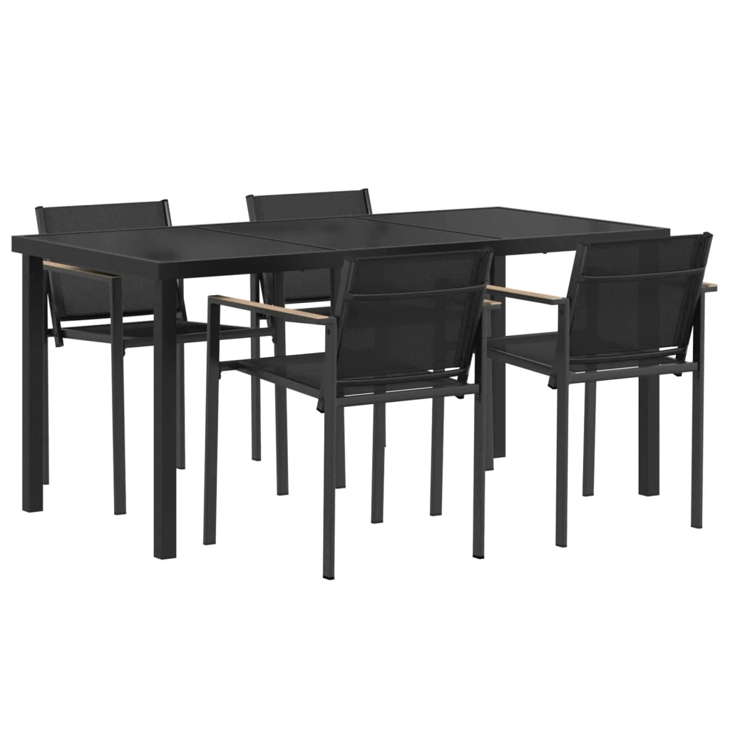 Set di Mobili da Esterno 5 pcs Nero e antracite Textilene