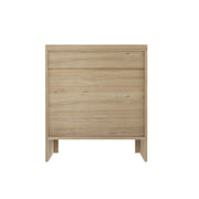 Comodino in stile Mid-Century con 2 cassetti effetto rovere e maniglie metalliche