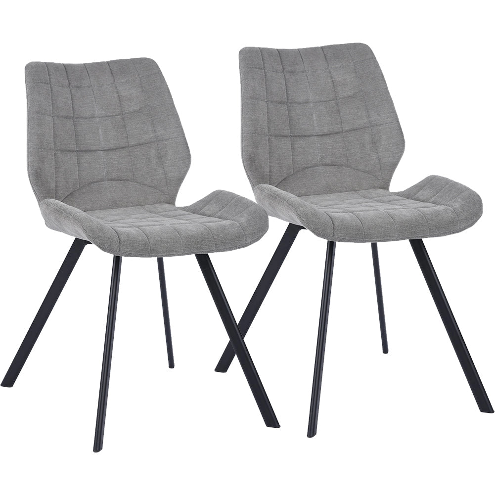 Set 2 Sedie per Sala da Pranzo Tessuto Seduta Ergonomica Colore Grigio