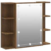 Armadio a specchio con illuminazione a LED rovere 70 x 16,5 x 60 cm marrone 02_0006666