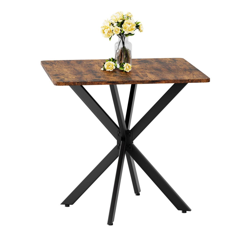 Tavolino 80x80x75 cm; stabile con gambe a X; truciolare; marrone