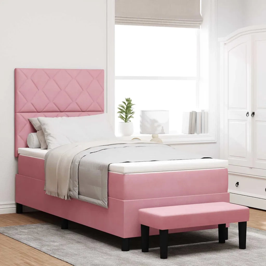 Letto a molle con cuscino Rosa 200 x 100 cm Velluto 3344563
