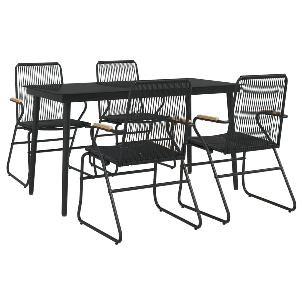 Set da pranzo da giardino in rattan nero PVC da 5 pezzi 02_0014778