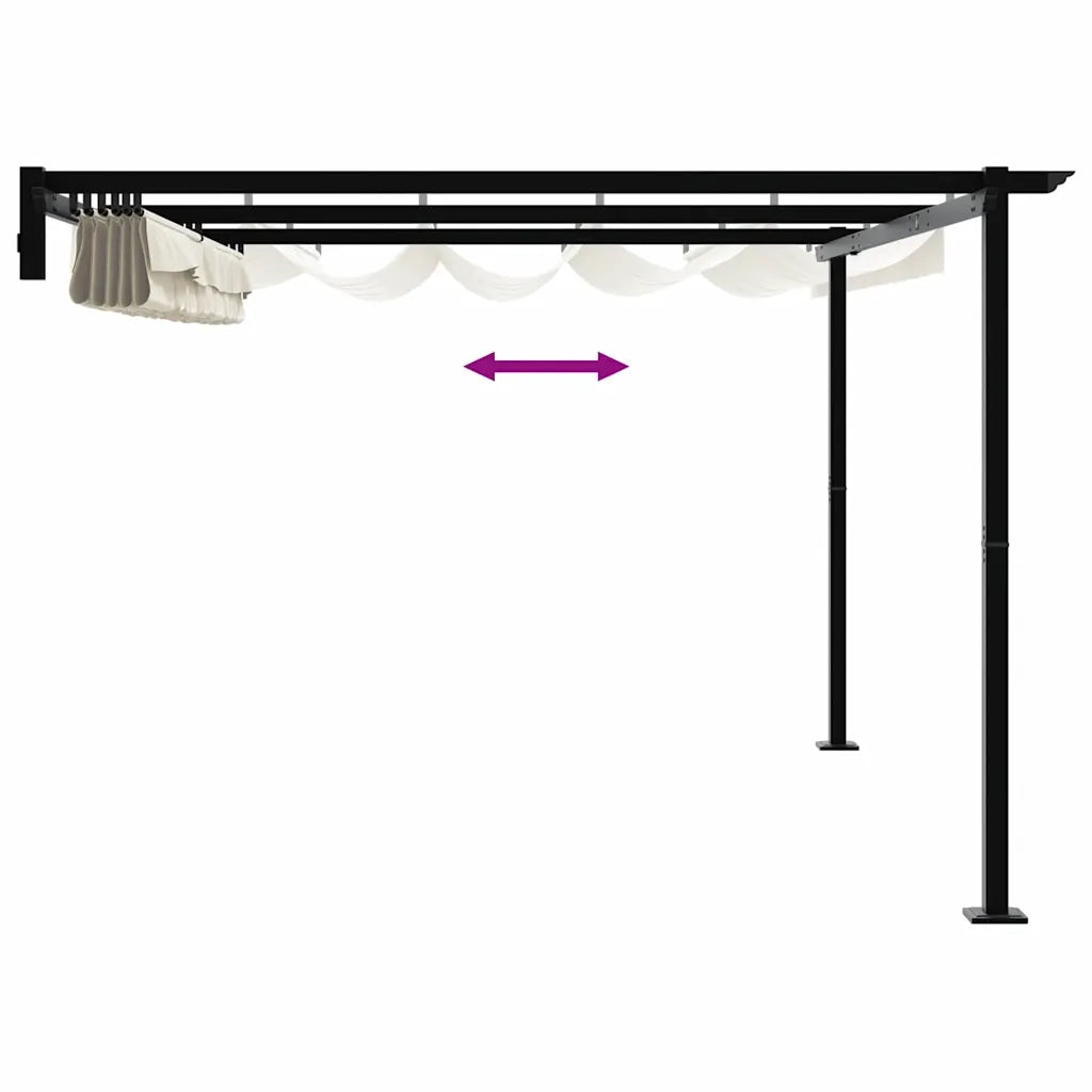 vidaXL Gazebo a Muro Crema Acciaio