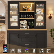 Mobile Cucina con LED Smart ¨C Xylo ¨C Nero/Bianco/Verde, 3 Cassetti, 185x140x40