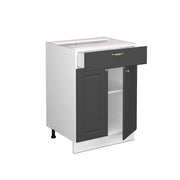 Mobiletto base per cucina Fame-Line Antracite-oro/Bianco 60 cm con cassetto, PL Rovere Vicco