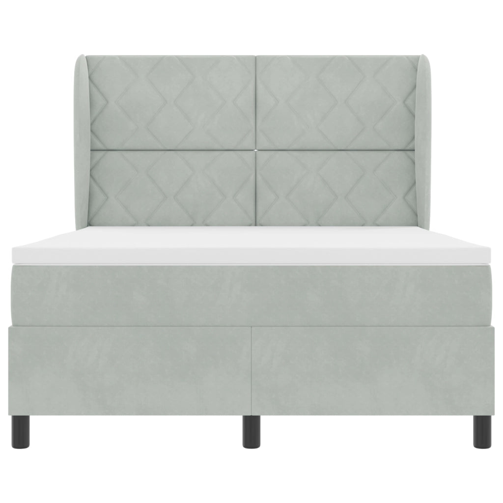 Letto Box Spring con Materasso Grigio Chiaro 140x190 cm Velluto