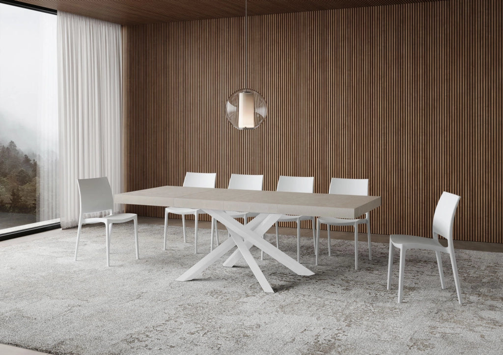 Tavolo Allungabile 120-380x90x77 cm Volantis Premium Cashmere Telaio Bianco