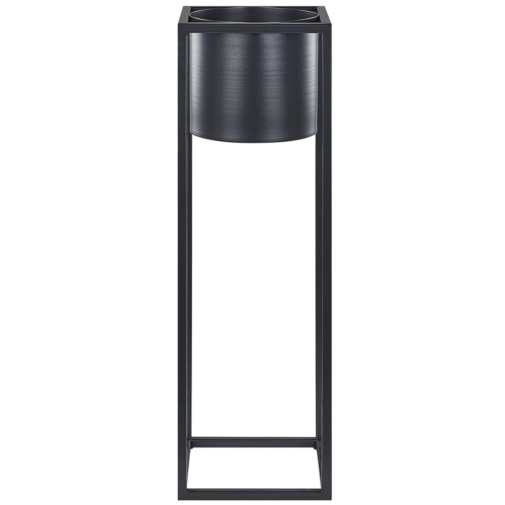Vaso per Fiori stile Moderno Alto 15 x 15 x 50 cm in Metallo Nero