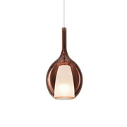 Sospensione Contemporanea Kalique Vetro Rame Bianco E Cromo 1 Luce E27 H36Cm