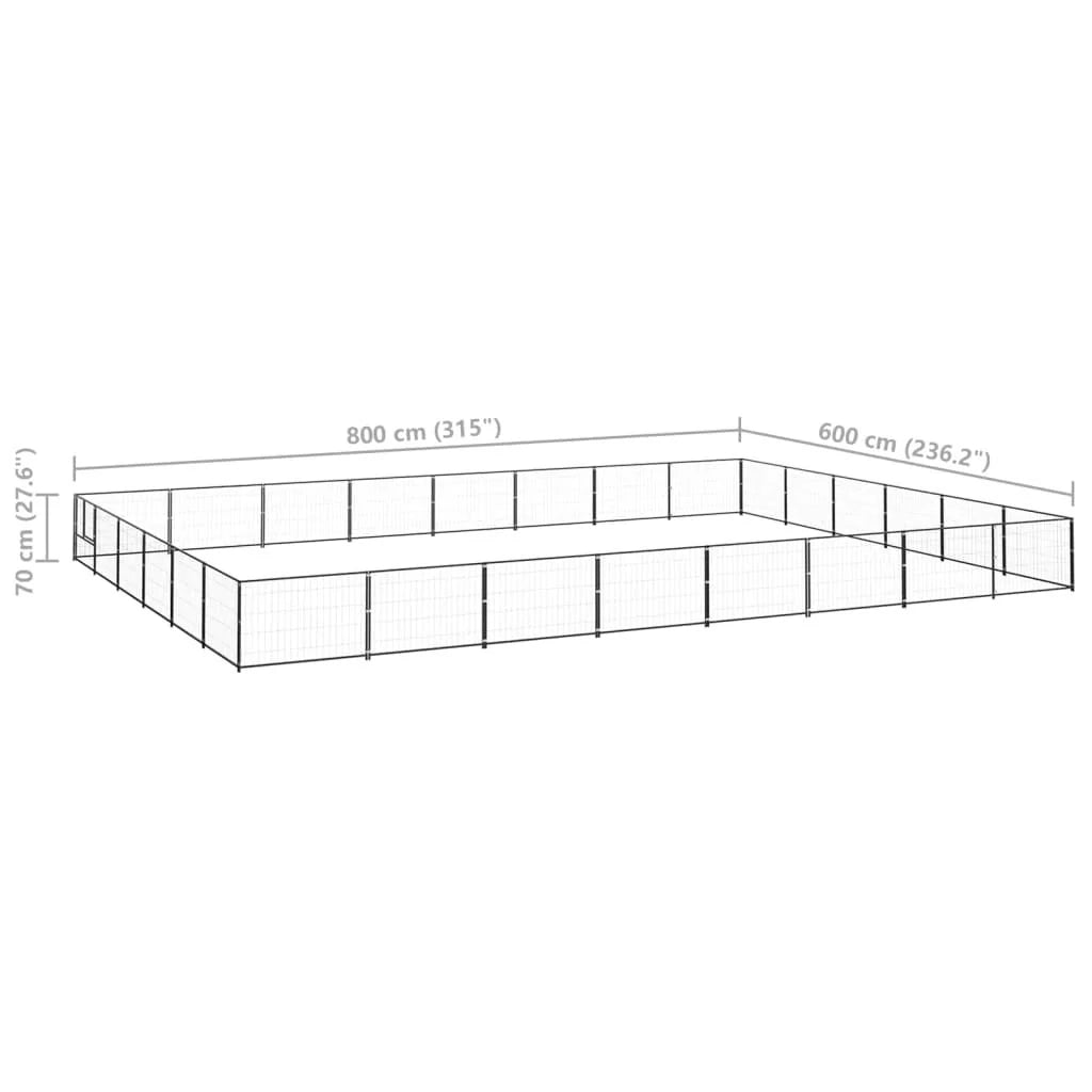 Recinto per animali da esterno per cani recinto per animali nero 48 m² acciaio 02_0000538